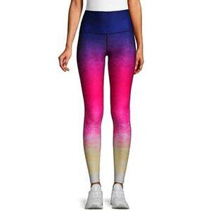 Wear It To Heart High Waist Banded Leggings Sunset Ombre Hi-Rise Gradient Pink S